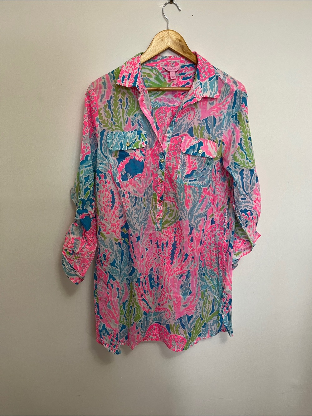 Lilly Pulitzer Captiva Tunic Dress/Cover-Up In Let’s Cha Cha Print Size L